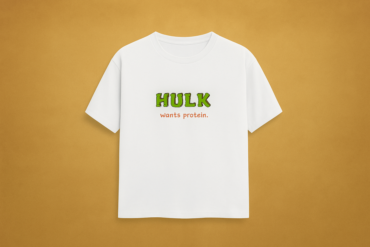 HULK Wants Protein Graphic T‑Shirt – Premium Cotton Classic Crew Tee
