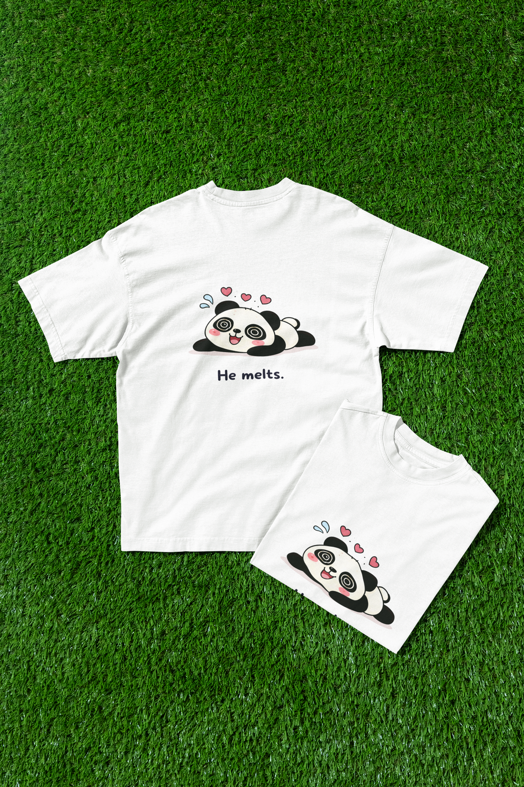 He Melts Panda Oversized T-Shirt – Cute Couple Tee
