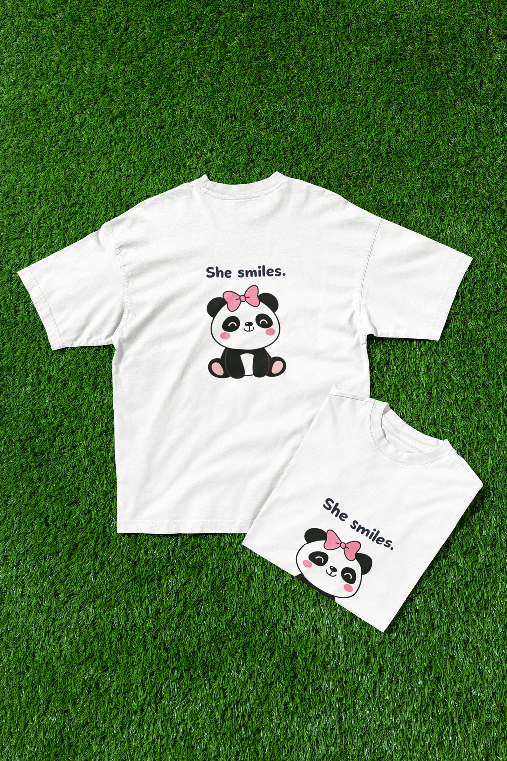 She Smiles Panda Oversized T-Shirt – Cute Couple Tee