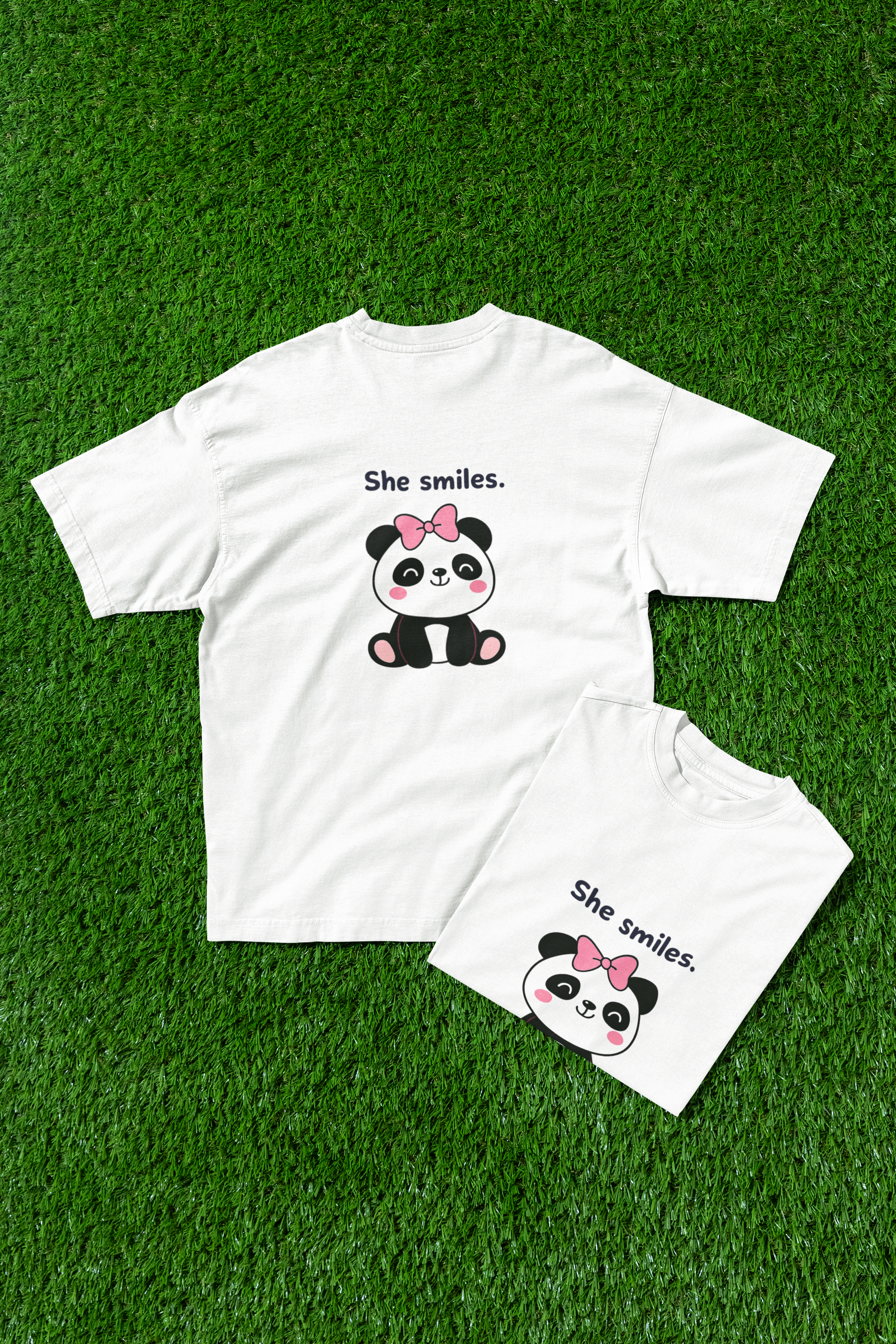 She Smiles Panda Oversized T-Shirt – Cute Couple Tee