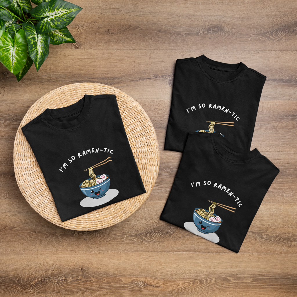 I’m So Ramen-tic Unisex Oversized T-Shirt – Cute Ramen Graphic Tee (Dark colours)